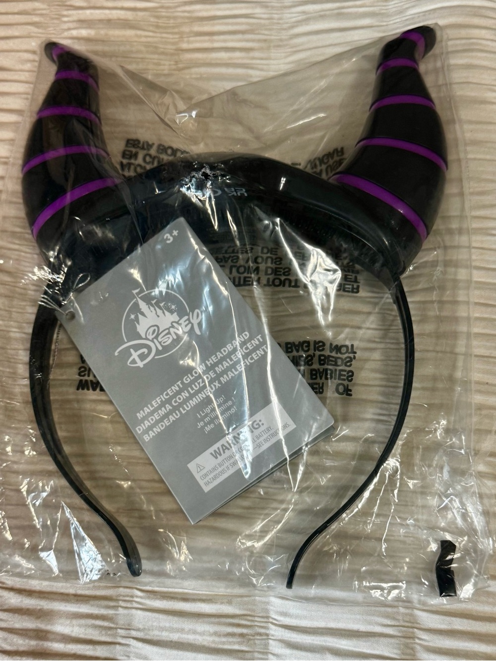 Disney Maleficent Glow Horn Headband – Black with Purple Stripes